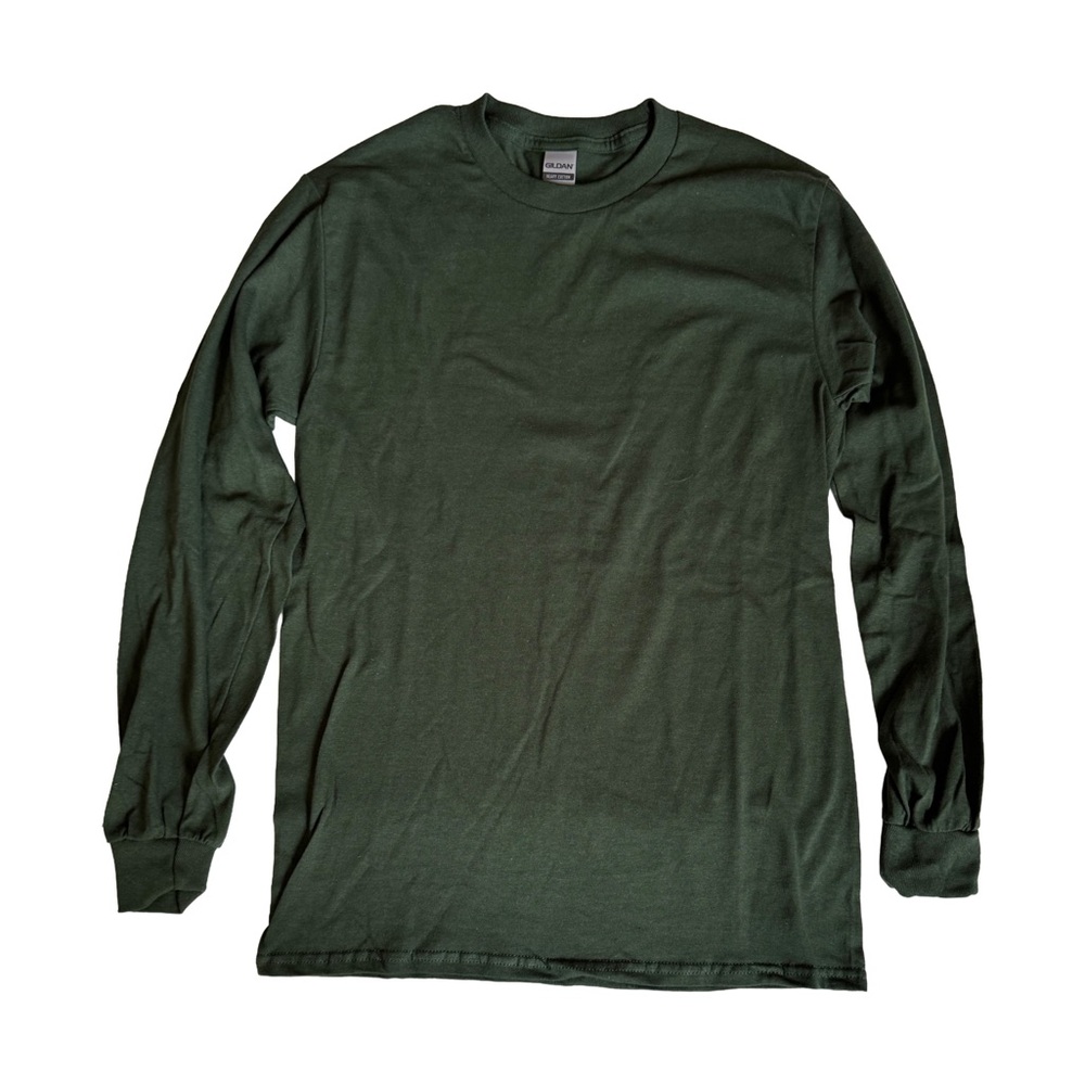 NWOT Gildan Men's Forest Green Long Sleeve Tee Size Small